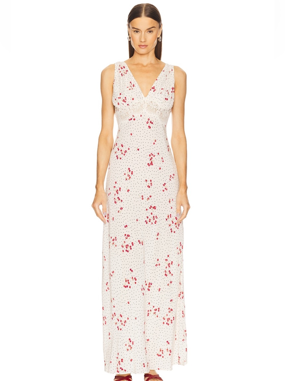 L’academie Hallie Maxi Dress in Suki Cherry Abstract
